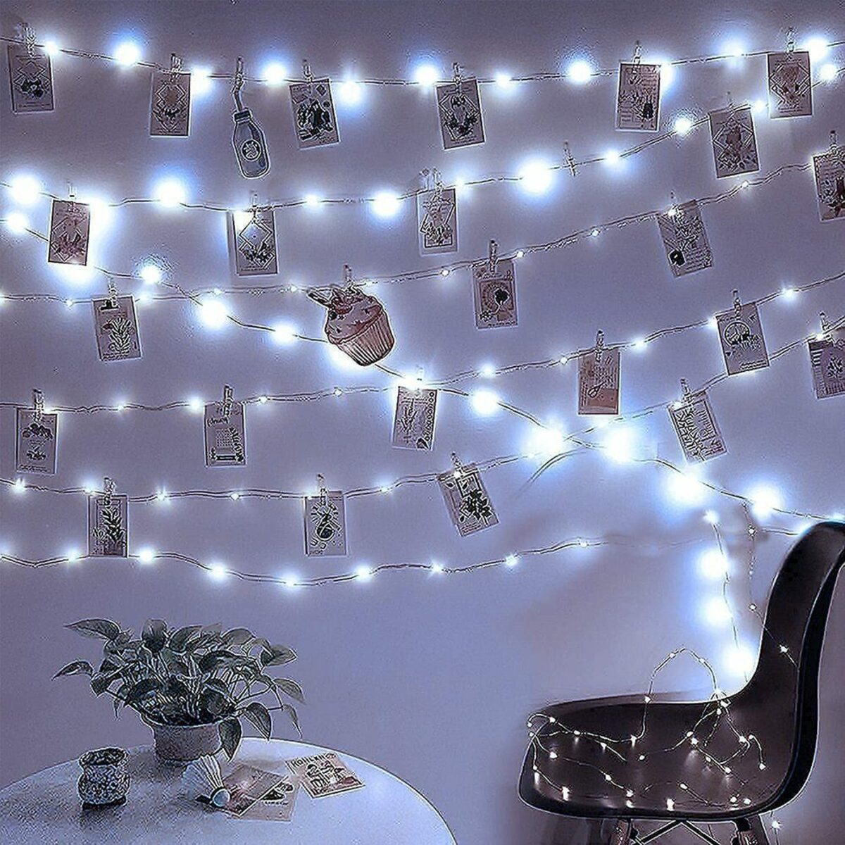 Bild 2 von LAPA HOME LED-Lichtervorhang 5M/10M Wasserdichter aus Kupferdraht Lichterkette Weihnachten Deko, 50 LEDs/100 LEDs, für Innenhöfe, Hochzeiten, Heiratsanträge Deko