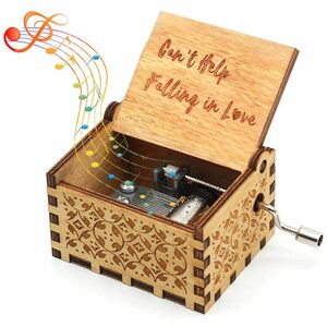 FeelGlad Spielzeug-Musikinstrument Spieluhr aus Holz, mit Lasergravur