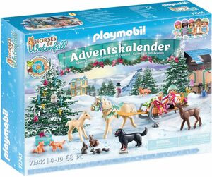 Playmobil® Adventskalender Spielzeug, Spielbausteine, Pferde: Schlittenfahrt (71345), Horses of Waterfall; teilweise aus recyceltem Material