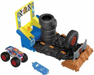 Hot Wheels Spiel-Parkgarage Entry Challenge - Race Ace's Tire Smash Race, Monster Trucks Arena World