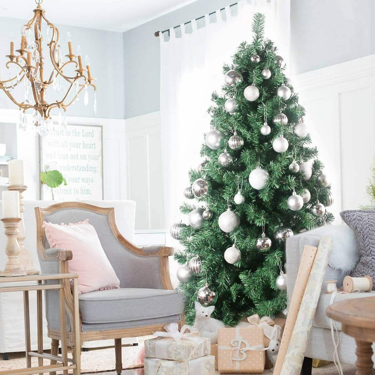 Bild 4 von Favson Weihnachtskugelständer silbrig 3 cm große Weihnachtskugeln,bruchsichere hängende Kugeln