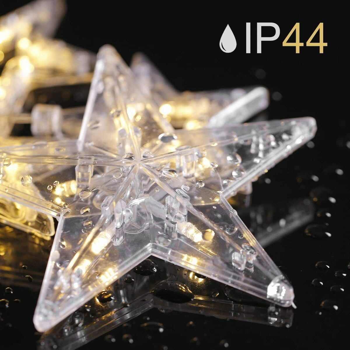 Bild 3 von Elegear Lichtervorhang 2/2,2M LED Lichtervorhang mit Sterne, Weihanchten Deko für Fenster, 108-flammig, mit 12 Haken/Timer Funktion