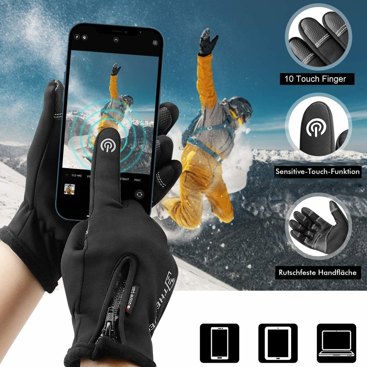Bild 4 von Alster Herz Fahrradhandschuhe Warme Winter Handschuhe, Fahrradhandschuhe, A0354 Touchscreen Anti-Rutsch Winddicht