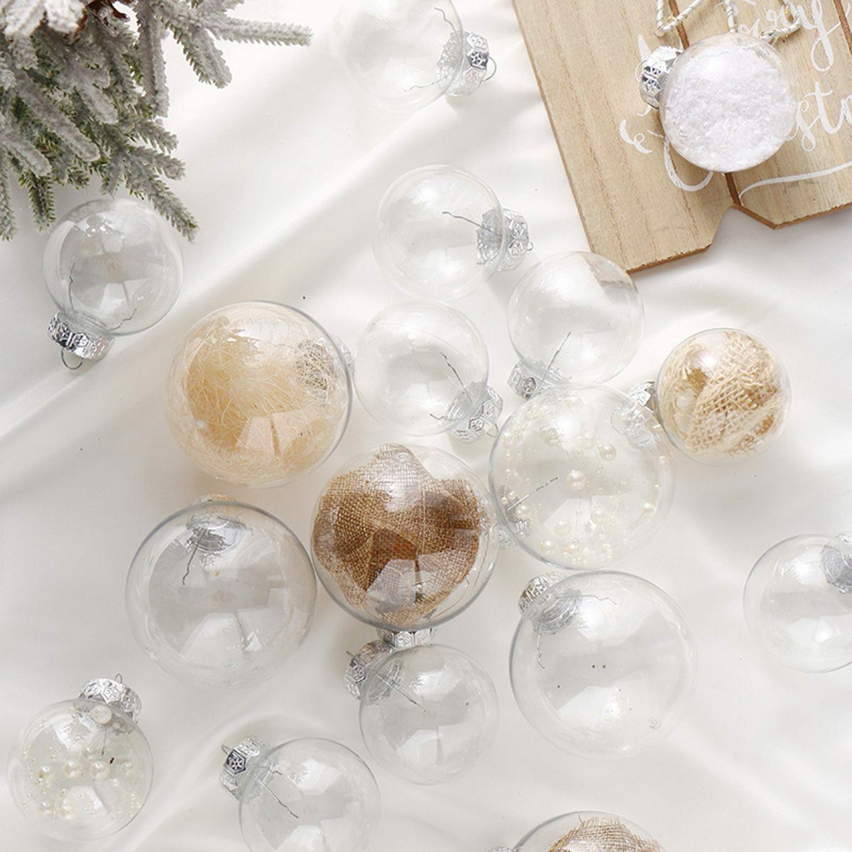 Bild 3 von ZmdecQna Weihnachtsbaumkugel Durchsichtige Weihnachtskugeln zum Befüllen,Basteln Christbaumschmuck