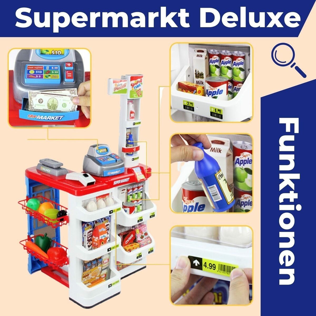 Bild 3 von Coemo Kaufladen, Deluxe Verkaufsstand mit Einkaufswagen Supermarkt Kaufmannsladen