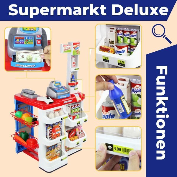 Bild 3 von Coemo Kaufladen, Deluxe Verkaufsstand mit Einkaufswagen Supermarkt Kaufmannsladen