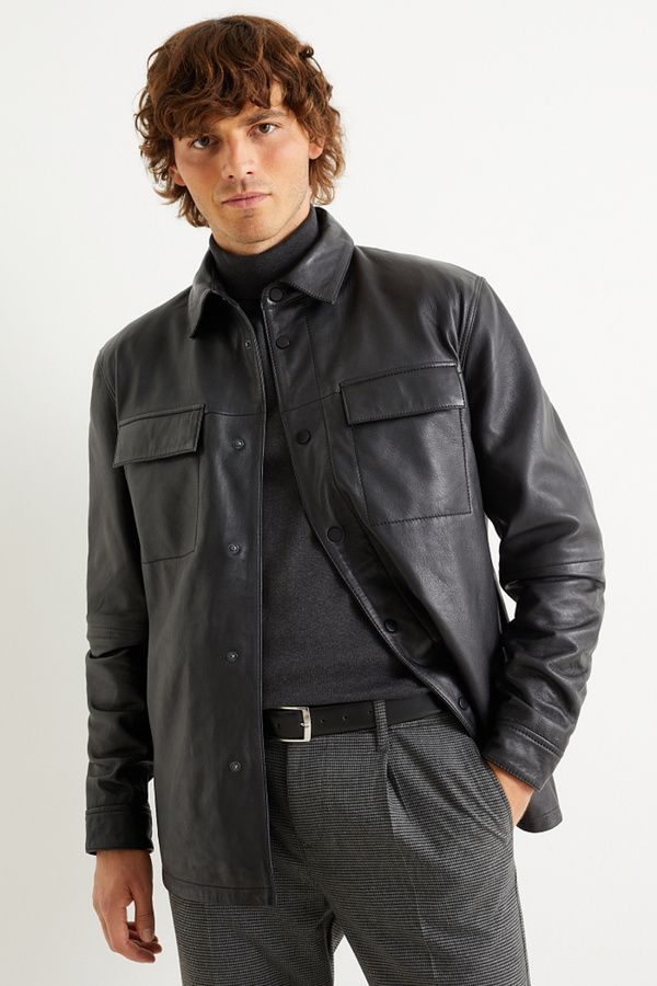 Bild 1 von C&A Leder-Hemdjacke, Schwarz, Größe: S