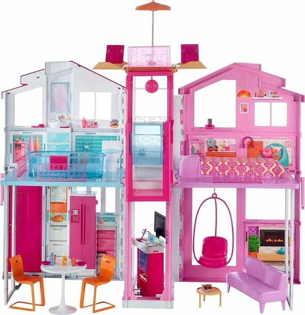 Bild 1 von Barbie Puppenhaus Stadthaus mit 3 Etagen, (Dreamhouse, Puppen Haus, Puppenhäuser, Set, mit Rutsche, ab 3 jahren, Puppenvilla Dollhouse, Film, Beleuchtung), Puppenhaus Barbie xxl groß, The Movi