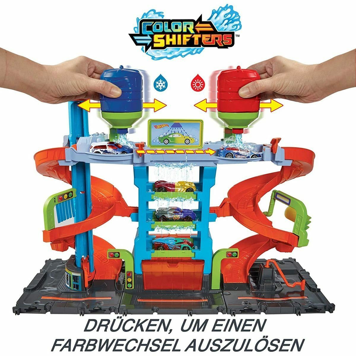 Bild 2 von Mattel® Spielzeug-Auto Mattel HDP05 - Hot Wheels - City - Color Shifters - Mega Tower Auto-Waschanlag, inkl. Fahrzeug mit Farbwechsel-Effekt