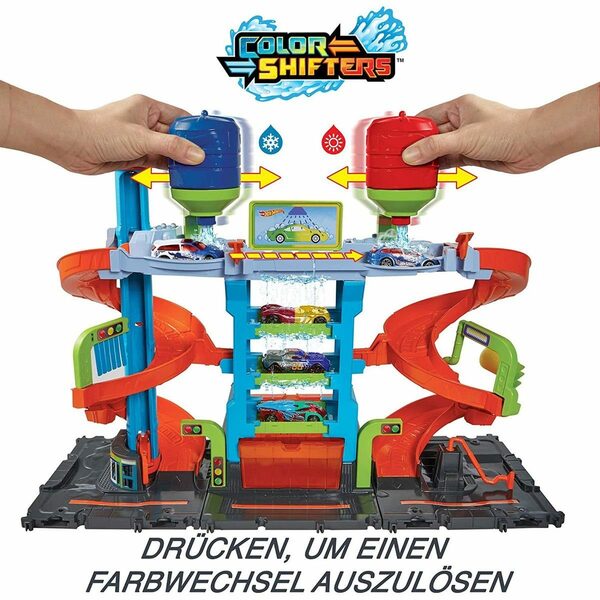 Bild 2 von Mattel® Spielzeug-Auto Mattel HDP05 - Hot Wheels - City - Color Shifters - Mega Tower Auto-Waschanlag, inkl. Fahrzeug mit Farbwechsel-Effekt