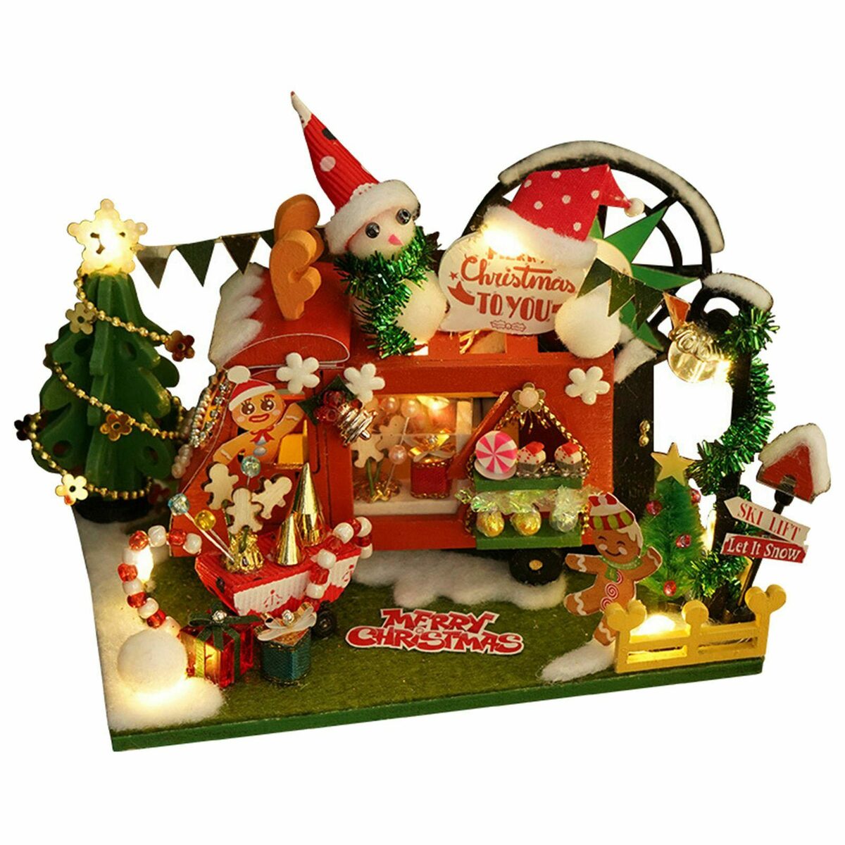 Bild 1 von flowgoer Dekoobjekt Kreatives DIY-Set für ein Miniatur-Puppenhaus mit Möbeln (1 St), Perfekte Weihnachtsdekoration und ein unterhaltsames Spielzeug