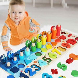GelldG Puzzle Holz-Puzzle mit Zahlen für Kinder, Montessori Spielzeug für Kinder, Puzzleteile