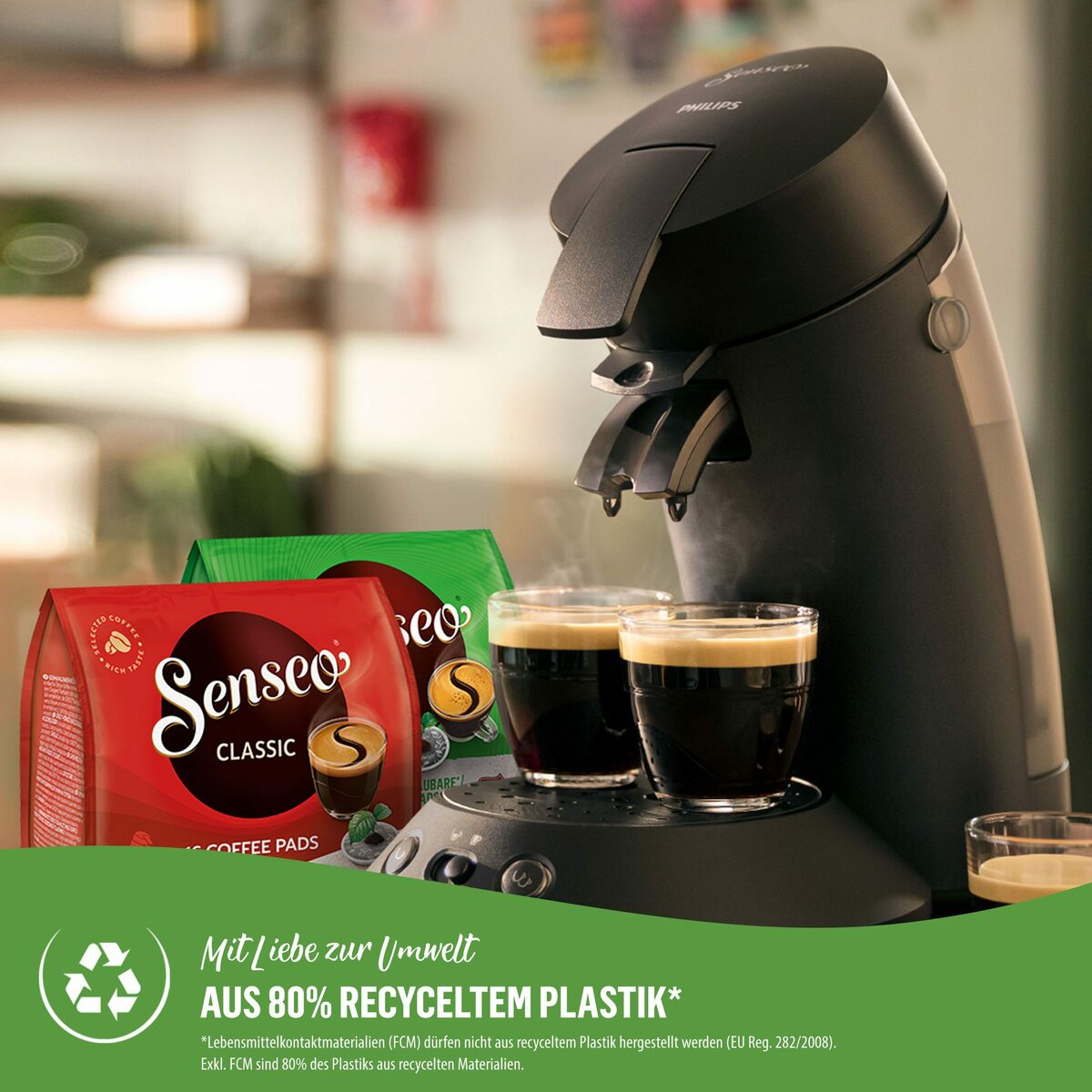 Bild 4 von Philips Senseo Kaffeepadmaschine Original Plus Eco CSA210/22, aus 80% recyceltem Plastik*, 100 Senseo Pads kaufen und bis max.33 € zurückerhalten