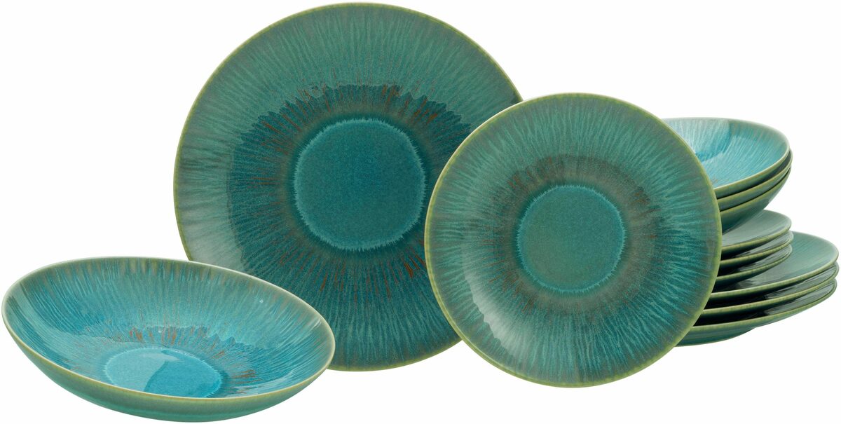 Bild 1 von andas Tafelservice Geschirr-Set Bergum, Scandic-Style (12-tlg), 4 Personen, Steinzeug, ausdrucksstarkes Design, leichtes Relief, jedes Teil ein Unikat