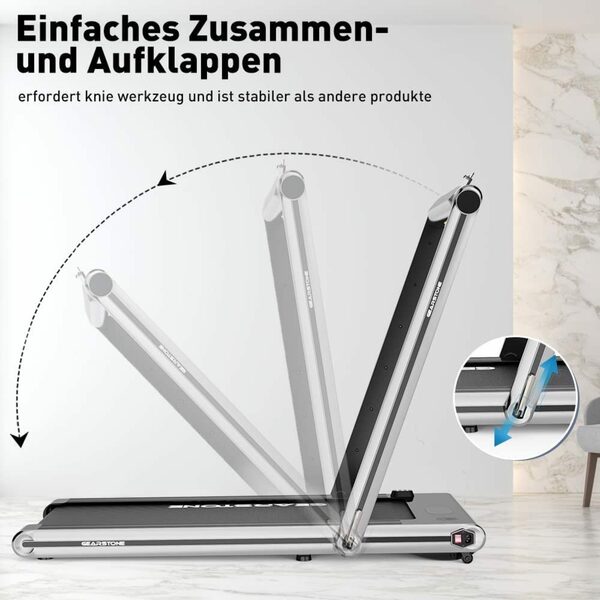 Bild 2 von CITYSPORTS Laufband GEARSTONE, 2-in-1 Faltbares Laufband mit Bluetooth APP 1-15km/h Treadmill