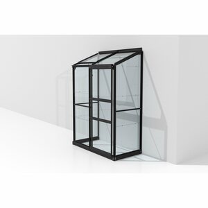 Vitavia Anlehn-Gewächshaus Ida 900 ESG 3 mm Schwarz 130,6 x 182,3 x 68,8 cm