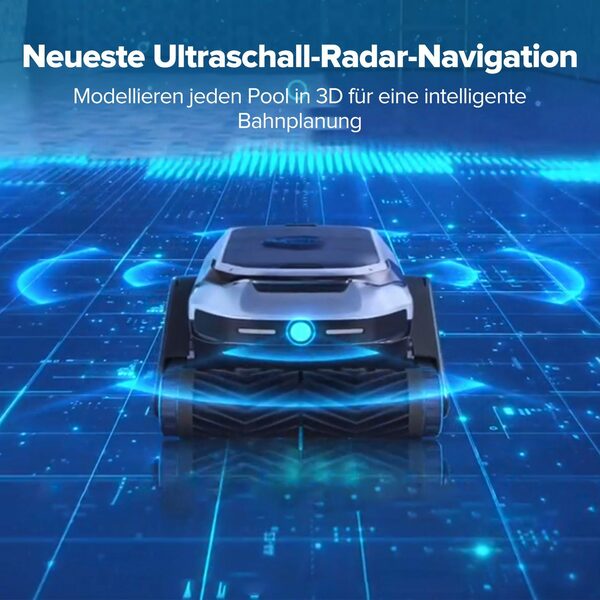 Bild 3 von Degrii Poolroboter Zima Pro, (250W leistungsstarker Motor, Drahtlose Steuerung, Ultraschallradar, Drei Reinigungsmodi für kraftvolle Reinigung, Reinigung der Wände, 180 Minuten Laufzeit / 5000
