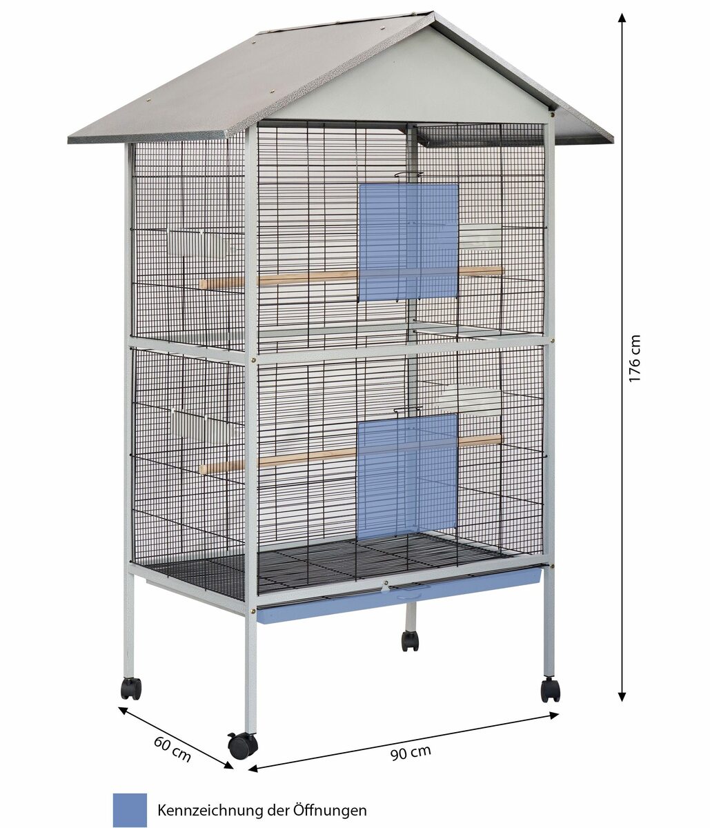 Bild 3 von Dehner Voliere Vogelgehege Hammer Blow, 90 x 176 x 60 cm, mobiles Vogelgehege für Wellensittiche & Ziervögel