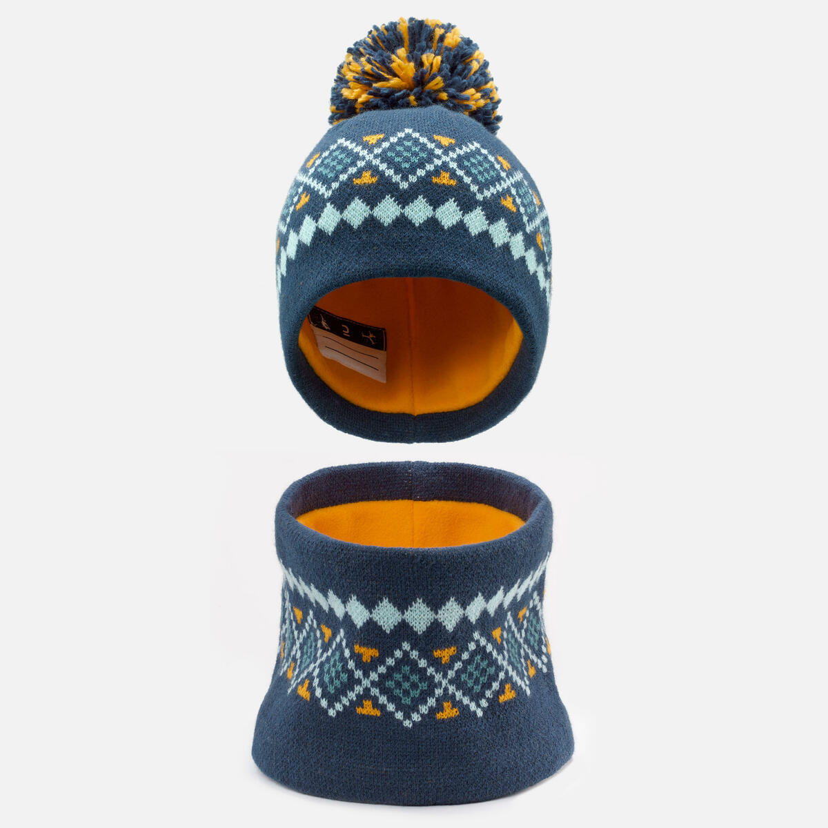 Bild 1 von Skimütze und Schal Baby marineblau/gelb