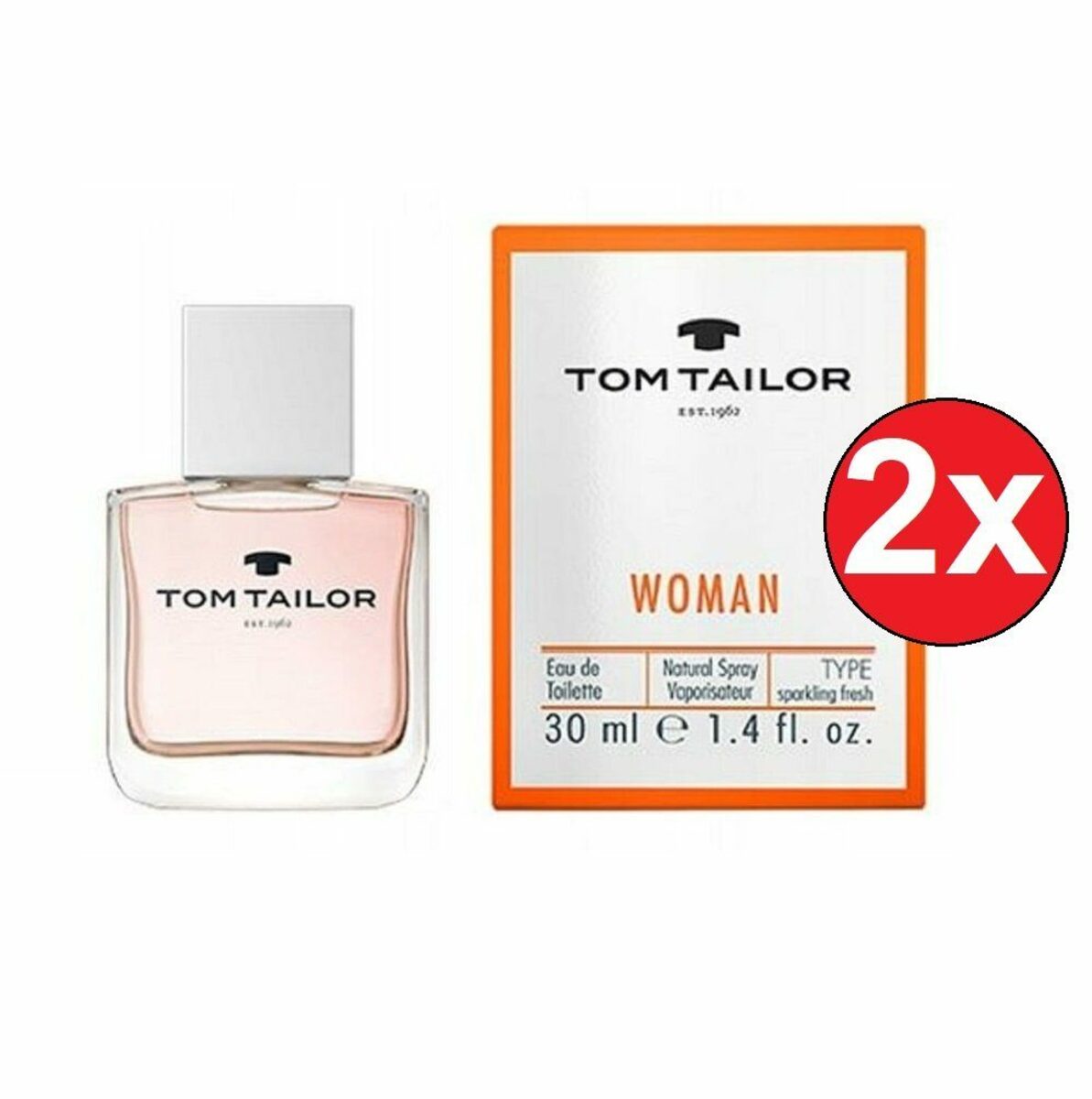 Bild 1 von TOM TAILOR Eau de Toilette Woman für Sie EDT 2x 30 ml Damendüfte Duft Frauen Parfum, 2-tlg., Intensiv fruchtig blumig Parfüm Geschenk für Damen Frauen Mädchen