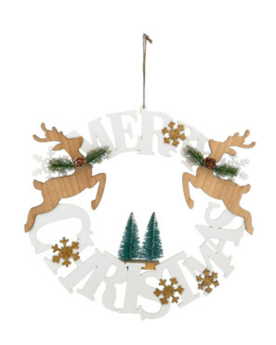 Bild 1 von Deko-Kranz mit Rentieren
       
       Ø: ca. 41 cm
   
      weiß