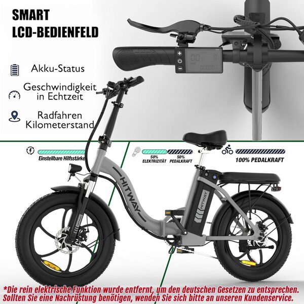 Bild 3 von HITWAY E-Bike, Elektrofahrrad klapprad E-Bike FatReifen 20" 36V/11Ah