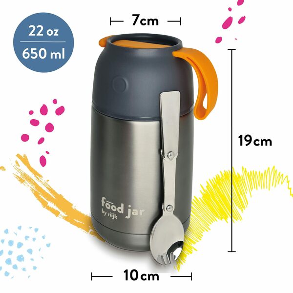 Bild 2 von riijk Thermobehälter Edelstahl Warmhaltebehälter, Essensbehälter, Speisegefäß Babynahrung, Edelstahl, Kunststoff, (Kein Auslaufen), Thermobehälter mit Göffel