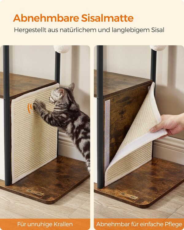 Bild 4 von FEANDREA Kratzbaum, große Plattform Katzenturm mit Kratzmatte modern