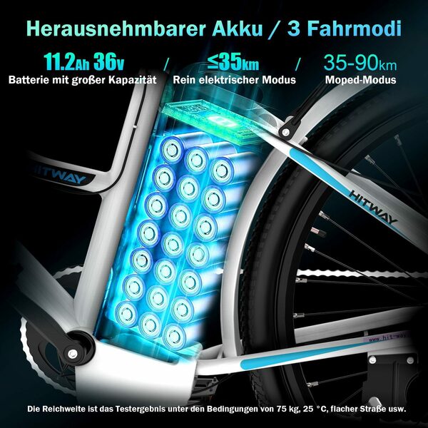 Bild 2 von HITWAY E-Bike, 26"Elektrofahrrad 7Gang Shimano 11.2Ah36V 250W