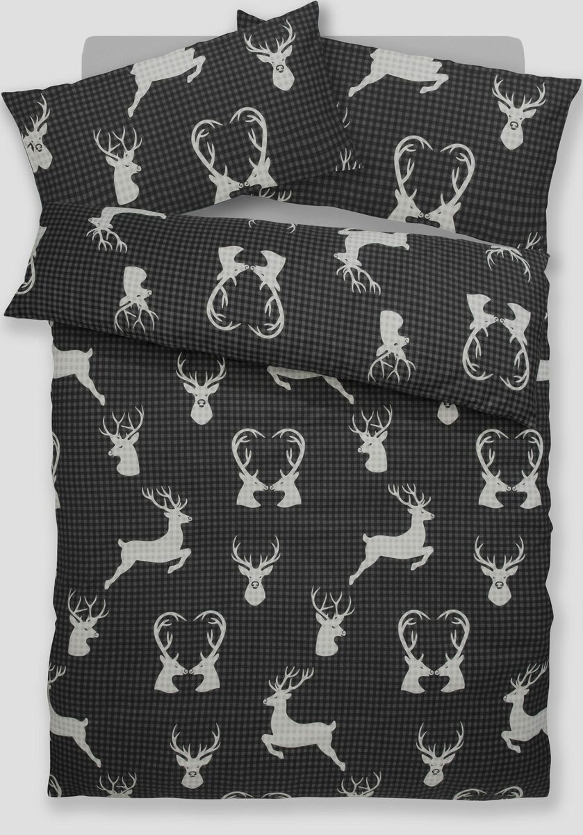 Bild 2 von Bettwäsche Hirsch, BIERBAUM, Biber, 2 teilig, winterliches Hirsch Design, kuschelige Biber Qualität, ab 135x200 cm