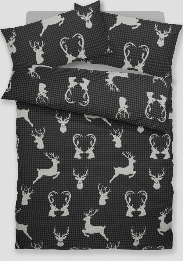 Bild 2 von Bettwäsche Hirsch, BIERBAUM, Biber, 2 teilig, winterliches Hirsch Design, kuschelige Biber Qualität, ab 135x200 cm