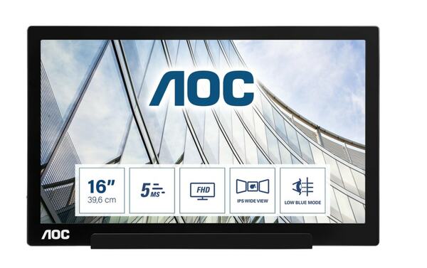 Bild 1 von I1601FWUX 39,6 cm (15.6 Zoll) 1920 x 1080 Pixel Full HD LED Silber, Schwarz Monitor
