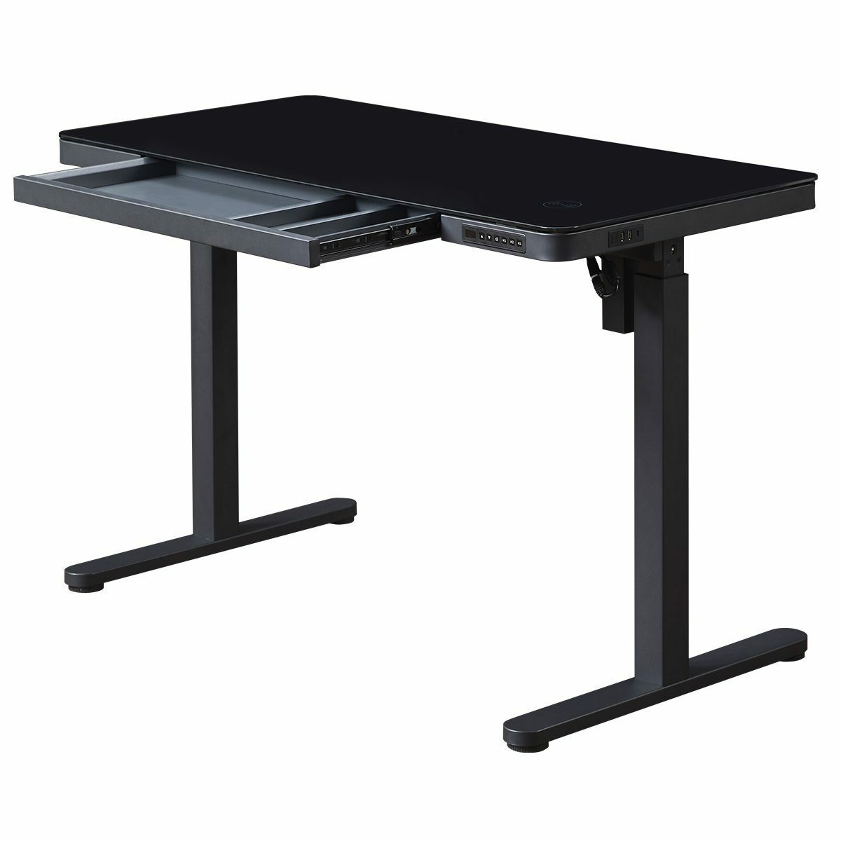 Bild 3 von KOWO Schreibtisch Glas Arbeitstisch Höhenverstellbar Elektrischer Bürotisch Home Office, Mobilo, Sitz- & Stehpult, 2-Fach-Teleskop, mit Memory-Steuerung