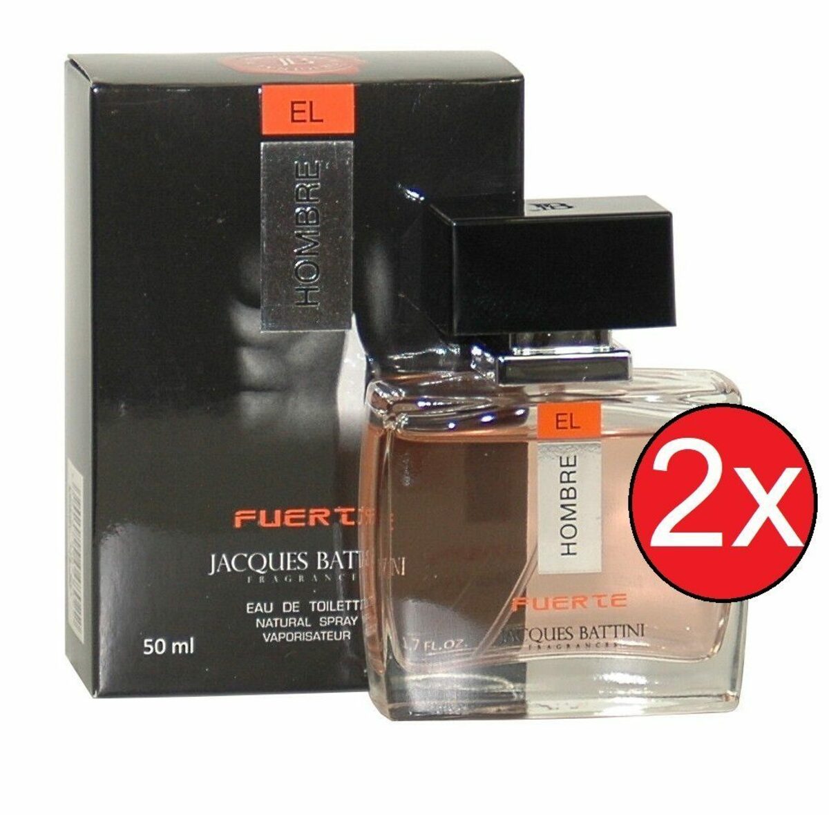 Bild 1 von Jacques Battini Eau de Toilette El Hombre Fuerte Natural Spray 2x50ml Herrendüfte Duft Männer Parfum, 2-tlg., Intensiver Duft langanhaltend Geschenk Herren Männer Jungen