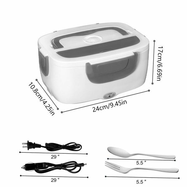Bild 2 von MDHAND Thermobehälter Beheizte Lunchbox-220V Euro + 12V Auto, Edelstahl + PP-Kunststoff, (1-tlg), 304 Edelstahl Innenbehälter