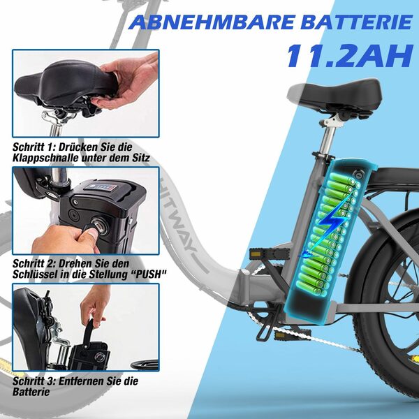 Bild 4 von HITWAY E-Bike, Elektrofahrrad klapprad E-Bike FatReifen 20" 36V/11Ah
