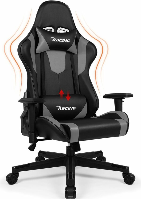 Bild 1 von Daynee Gaming-Stuhl Gaming Stuhl,Bürostuhl Ergonomisch mit verstellbare Lendenkissen (Kopfkissen und Armlehnen,Gaming Chair Gepolstert), Gamer Stuhl Wippfunktion, Gaming Stuhl 150 kg Belastbark