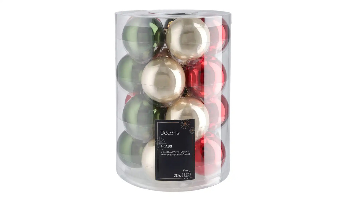 Bild 2 von Weihnachtskugeln, 20er-Set Grün/ Rot/ Pearl