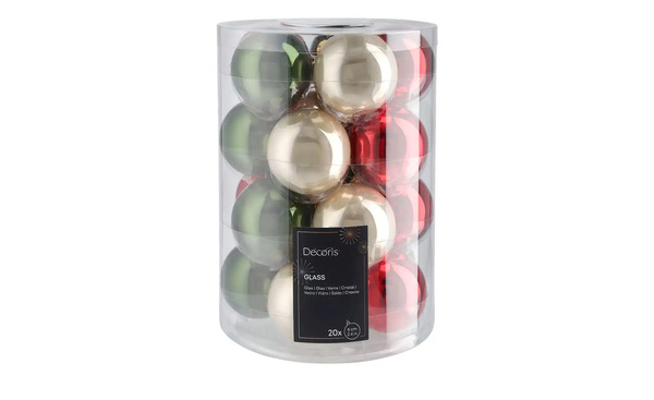 Bild 2 von Weihnachtskugeln, 20er-Set Grün/ Rot/ Pearl
