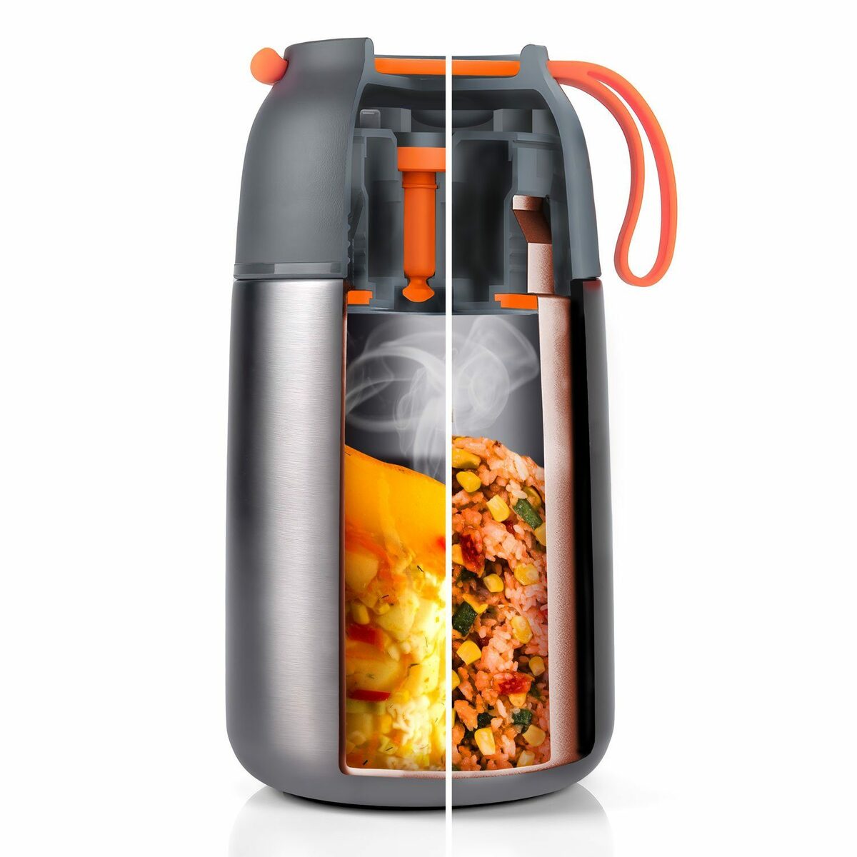 Bild 2 von Dimono Thermobehälter Warmhaltebehälter, Edelstahl, (to-Go Lebensmittelbehälter, Essensbehälter für unterwegs)