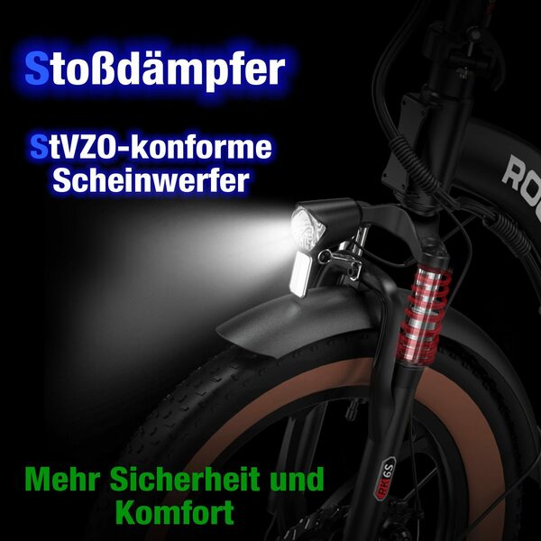 Bild 4 von RCB E-Bike RK6S 20 ZOLL, 7 Gang Shimano, 250W Heckmotor, 20" E-bike E-fahrrad Elektrofahrrad klapprad max.90km