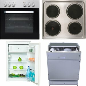Flex-Well Küchengeräte-Set 2 mit Einbauherd Einbaukühlschrank + Geschirrspüler