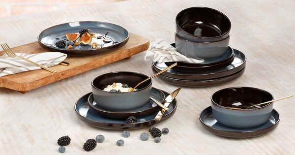 Bild 2 von andas Kombiservice Geschirr-Set Koli (12-tlg), 4 Personen, Steinzeug, Reaktiv-Glasur, jedes Teil ein Unikat, Scandic-Style