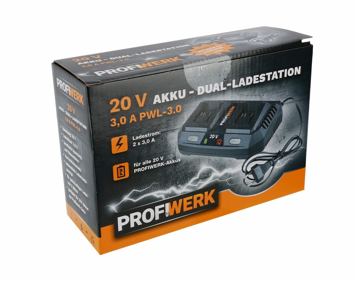 Bild 2 von Profiwerk Dual-Ladestation 20V, 3,0A PWL-3.0 Werkzeug-Akku-Ladetechnik