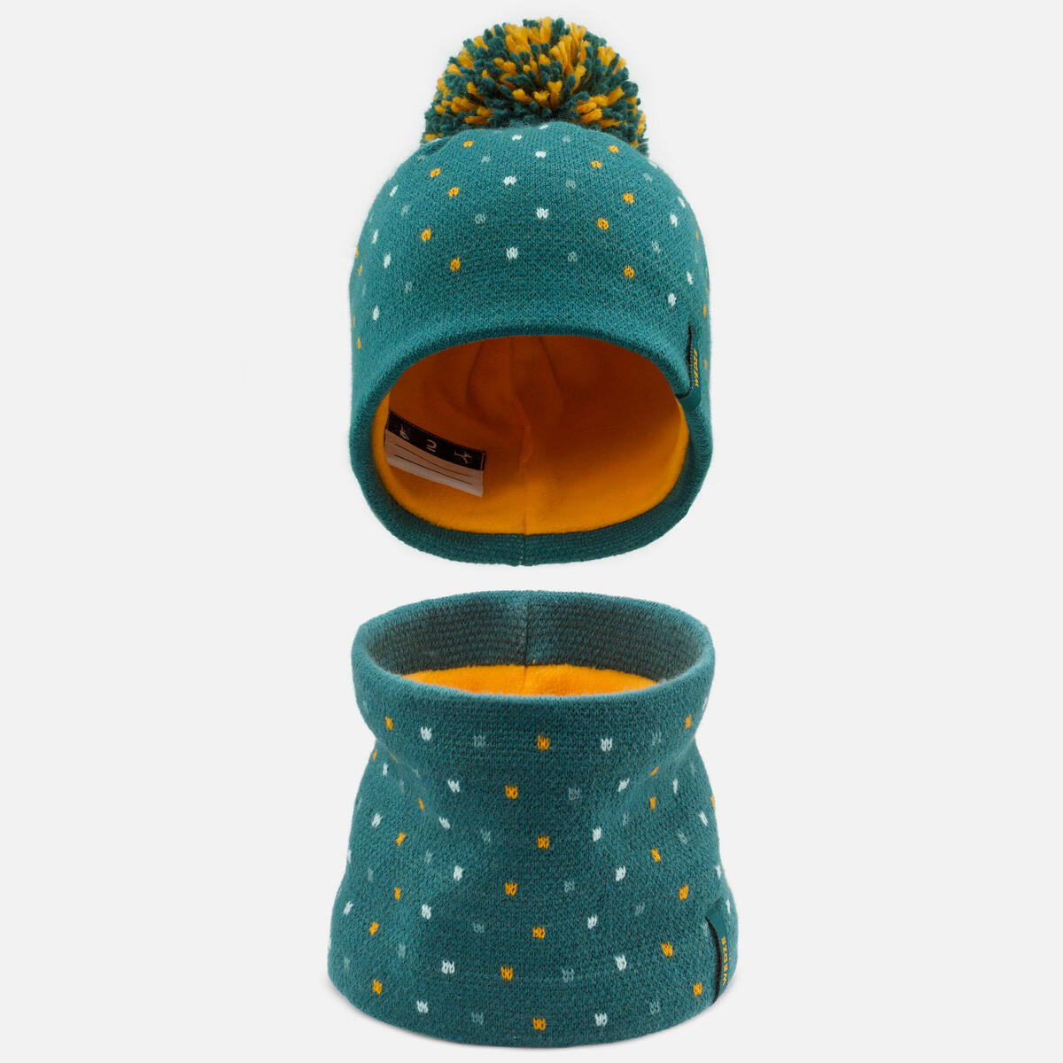 Bild 1 von Skimütze und Schal Baby - Warm gepunktet grün