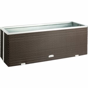 Wilk Polyrattan-Pflanzgefäß 98 cm x 25 cm Braun mit Alu-Beschlägen