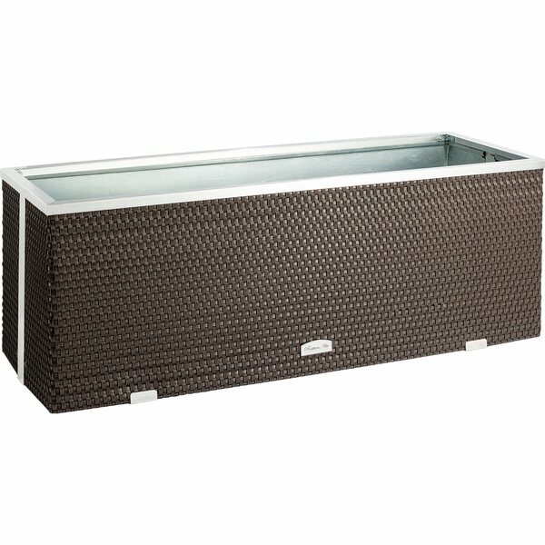 Bild 1 von Wilk Polyrattan-Pflanzgefäß 98 cm x 25 cm Braun mit Alu-Beschlägen