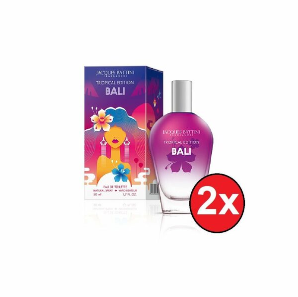 Bild 1 von Jacques Battini Eau de Toilette 2x50ml Bali TROPICAL EDITION EDT Parfum Frauendüfte Duft Frauen, 2-tlg., Intensiv sinnlich weinblich Parfüm Geschenk für Damen Frauen Mädchen