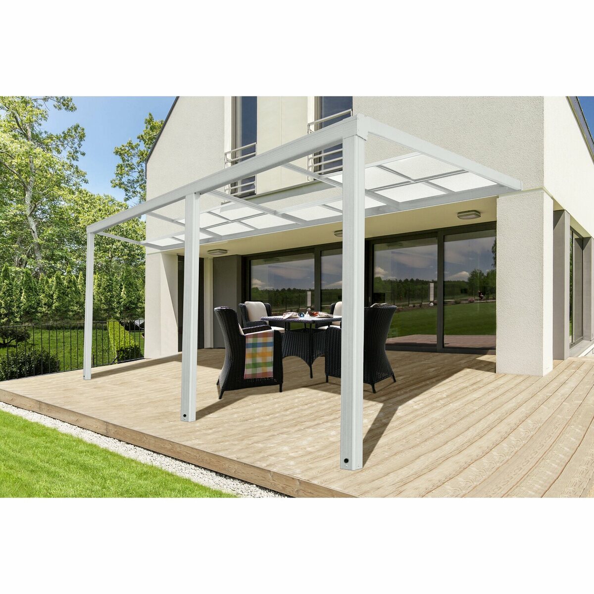 Bild 1 von Home Deluxe Terrassenüberdachung Solis Deluxe 579 x 295 x 233/272 cm Weiß