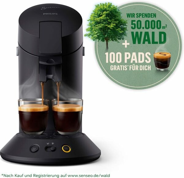 Bild 1 von Philips Senseo Kaffeepadmaschine Original Plus Eco CSA210/22, aus 80% recyceltem Plastik*, 100 Senseo Pads kaufen und bis max.33 € zurückerhalten